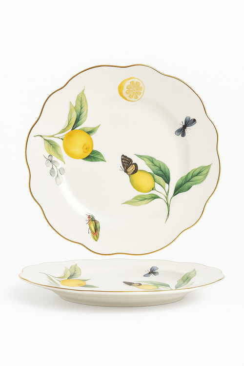 Assiette en ceramique motif citron style europeen elegante - vue 2 sur 2