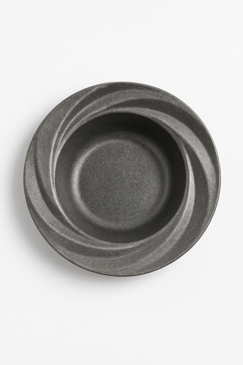 Assiette inox retro style restaurant plate peu profond
