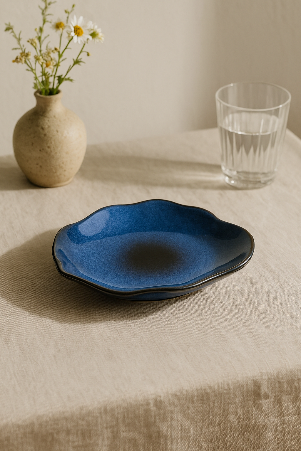 Assiette plate céramique japonaise forme coquillage irrégulière - vue 2 sur 2
