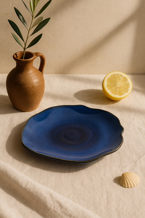 assiette plate ceramique japonaise forme coquille irreguliere - vue 2 sur 2