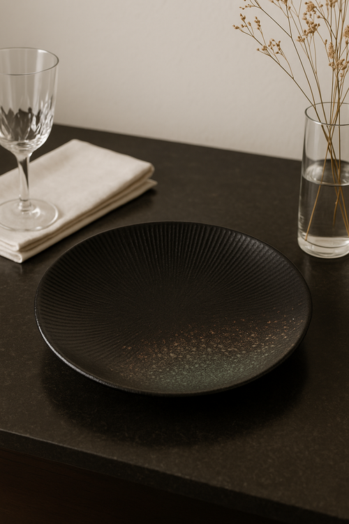 Assiette plate céramique style japonais rétro pour pâtes - vue 2 sur 2