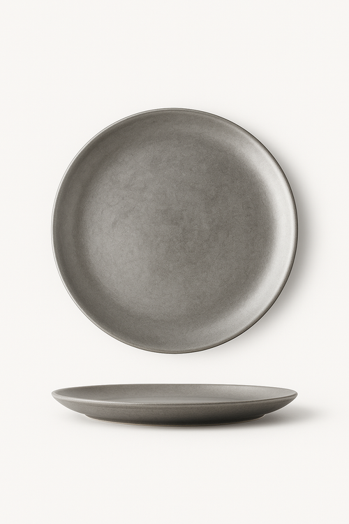 Assiette plate vintage acier inox style industriel camping