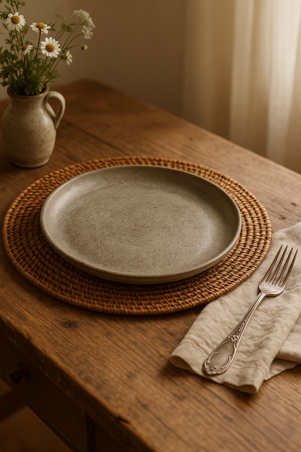 Assiettes plates acier inoxydable style industriel vintage - vue 2 sur 2