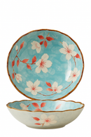 Assiettes plates profondes céramique style japonais floral 18cm
