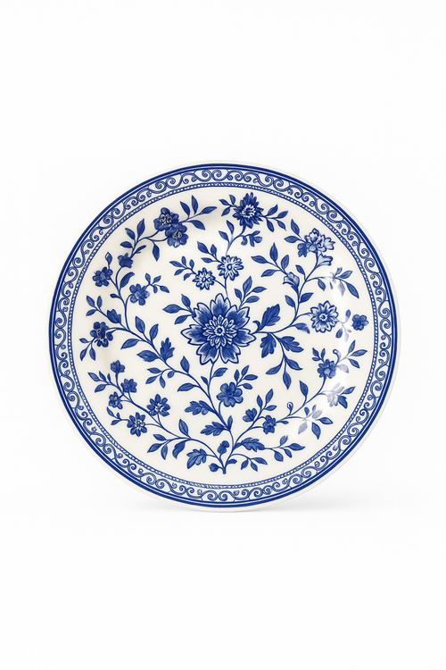 Assiettes poisson porcelaine jingdezhen motif floral chinois - vue 2 sur 2