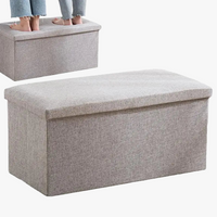banc ottoman pliable avec rangement en tissu rectangulaire