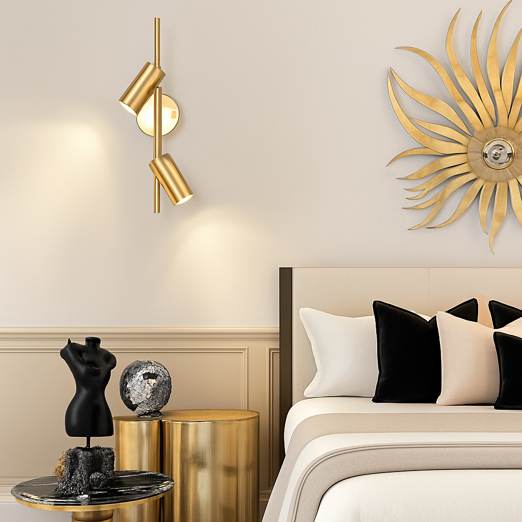 Barre spots LED en aluminium noir et doré Golden - vue 4 sur 7