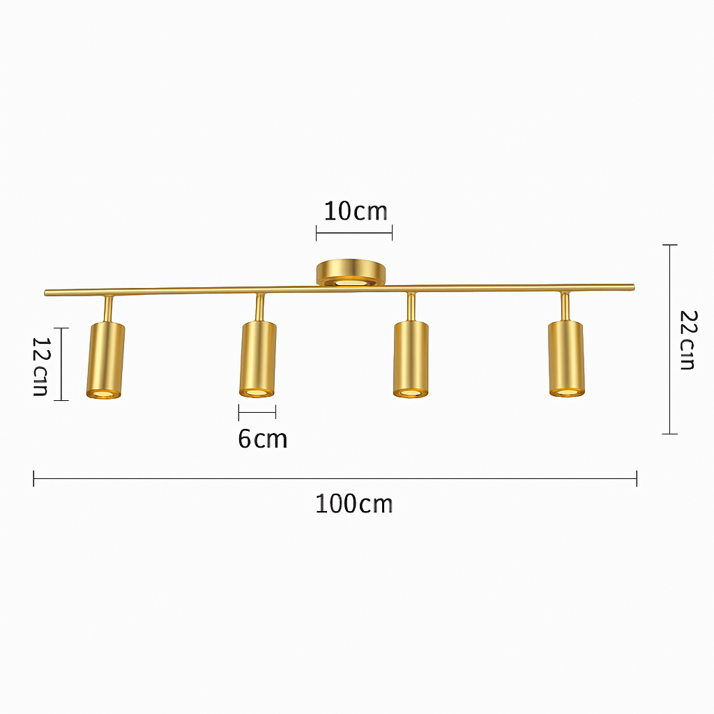 Barre spots LED en aluminium noir et doré Golden - vue 5 sur 7