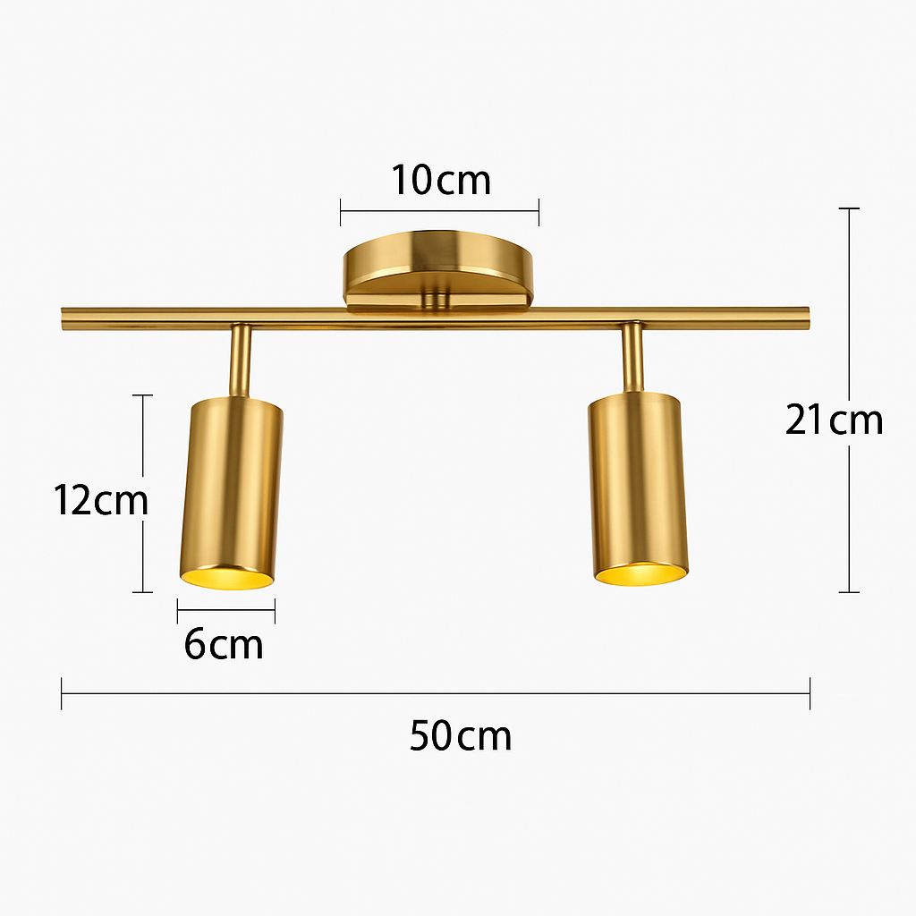 Barre spots LED en aluminium noir et doré Golden - vue 6 sur 7