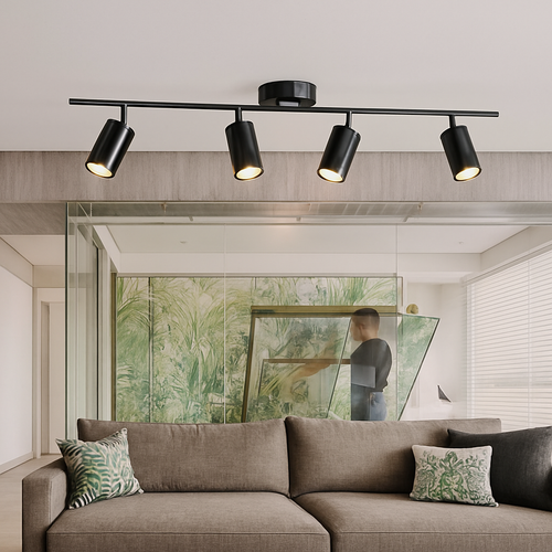 Barre spots LED en aluminium noir ou doré Mounted - vue 3 sur 7