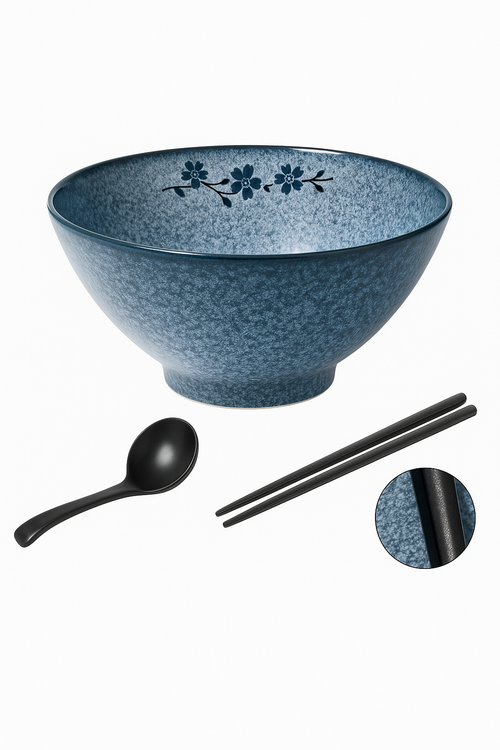 Bol à ramen japonais en céramique motif traditionnel - vue 3 sur 2