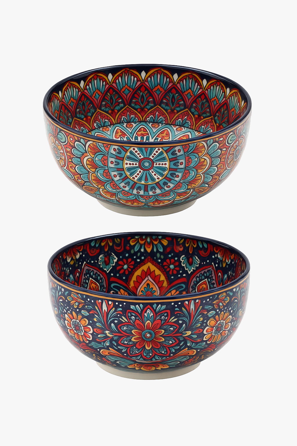 Bol ceramique vintage peint main motifs ethniques polyvalent