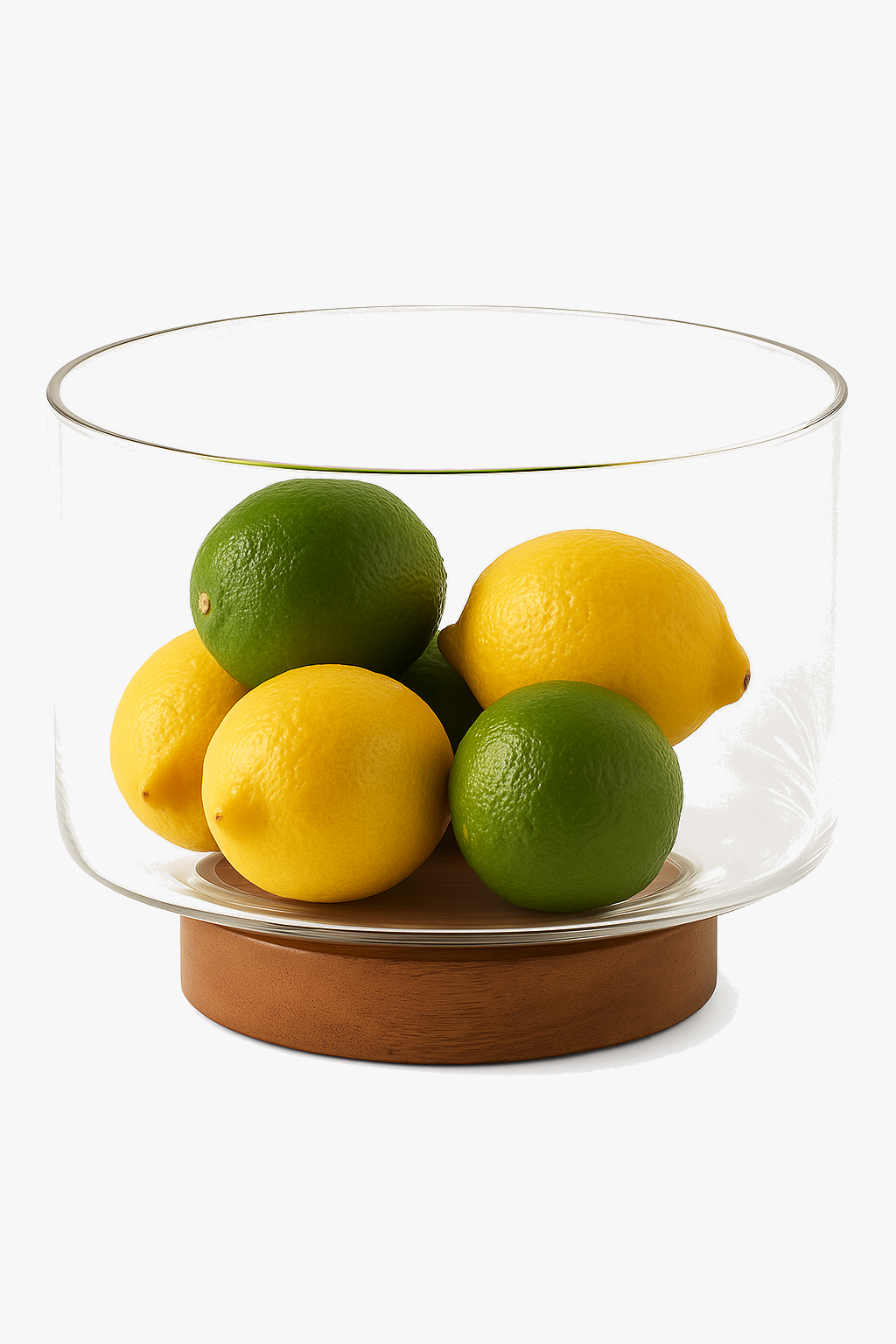 Bol fruits verre base bois design moderne salon