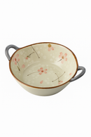 Bol japonais en céramique avec anse motif floral