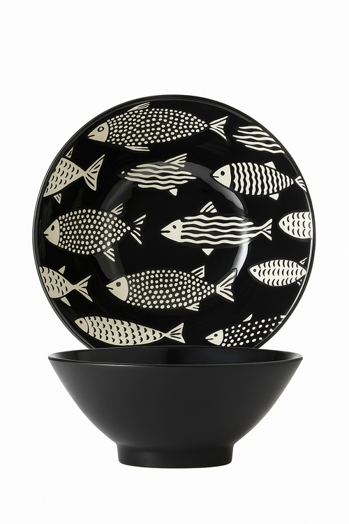 Bol ramen japonais floral ceramique capacite 1 2l - vue 3 sur 2