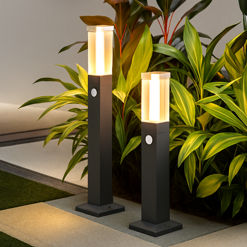 bornes lumineuses led étanches avec détecteur de mouvement pour jardin extérieur - vue 2 sur 17