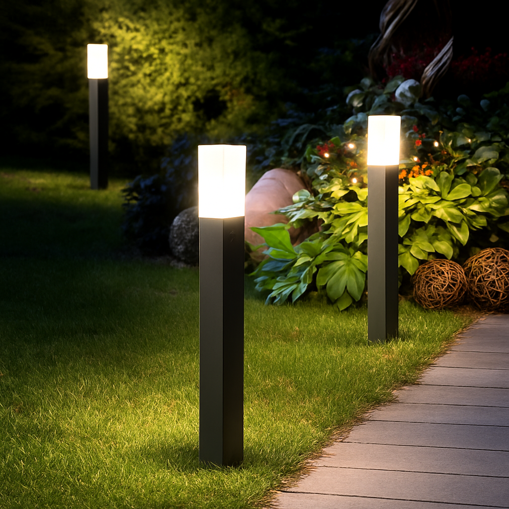bornes lumineuses led étanches avec détecteur de mouvement pour jardin extérieur - vue 3 sur 17