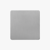 Cache prise plate en acier gris clair brossé bords arrondis