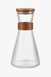 Carafe en verre style japonais etui noyer stries