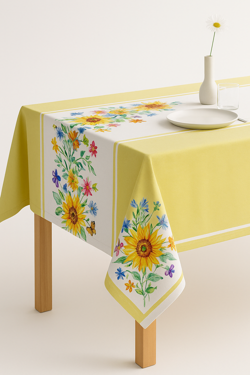 Chemin de table motifs tournesols papillons style champêtre - vue 4 sur 3
