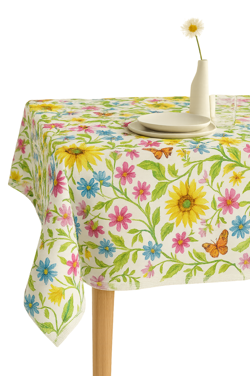 Chemin de table motifs tournesols papillons style champêtre - vue 2 sur 2