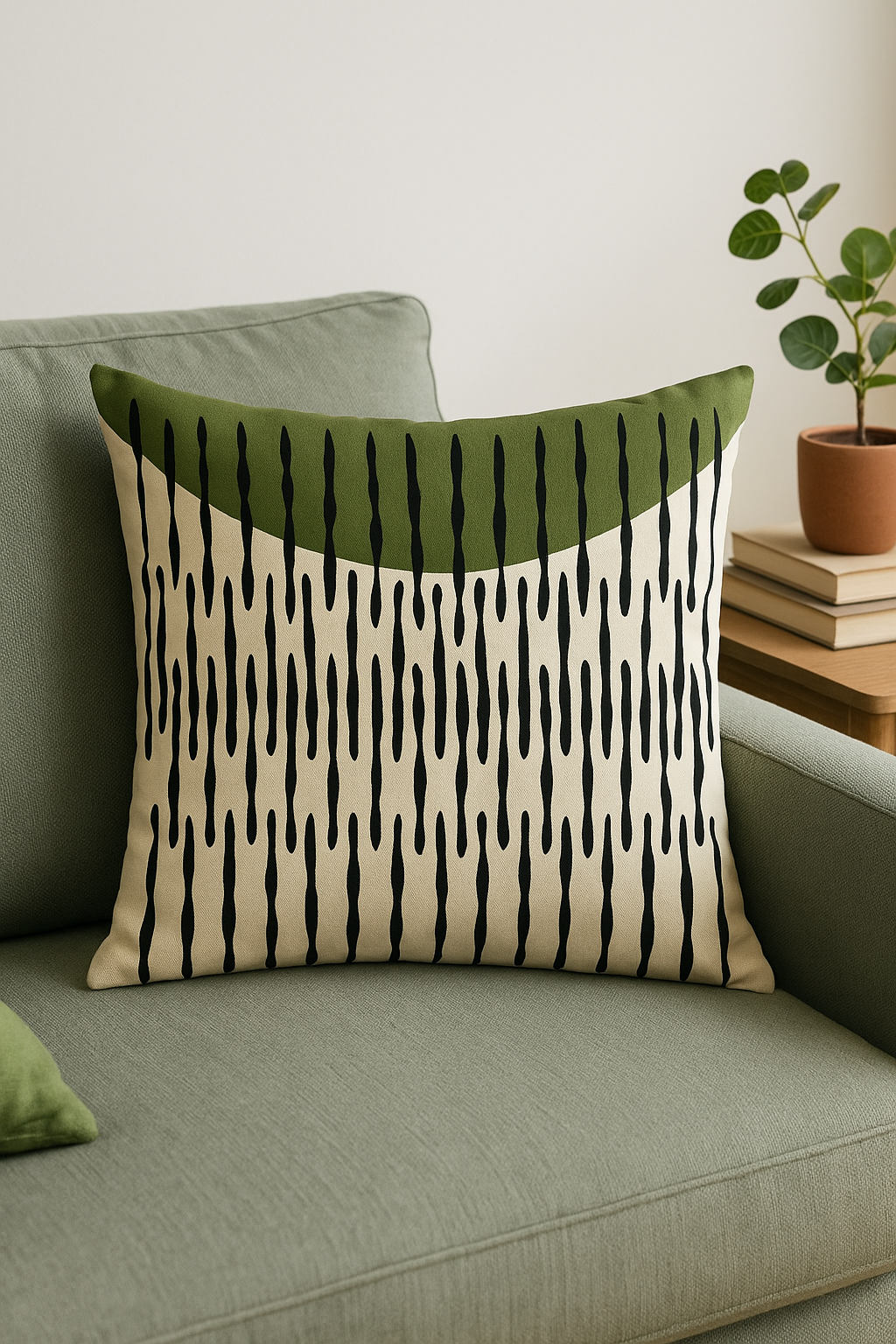coussin à motif végétal vert pour décoration intérieure moderne