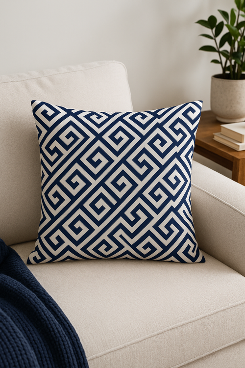 coussin bleu marine géométrique housse de coussin décorative - vue 2 sur 2