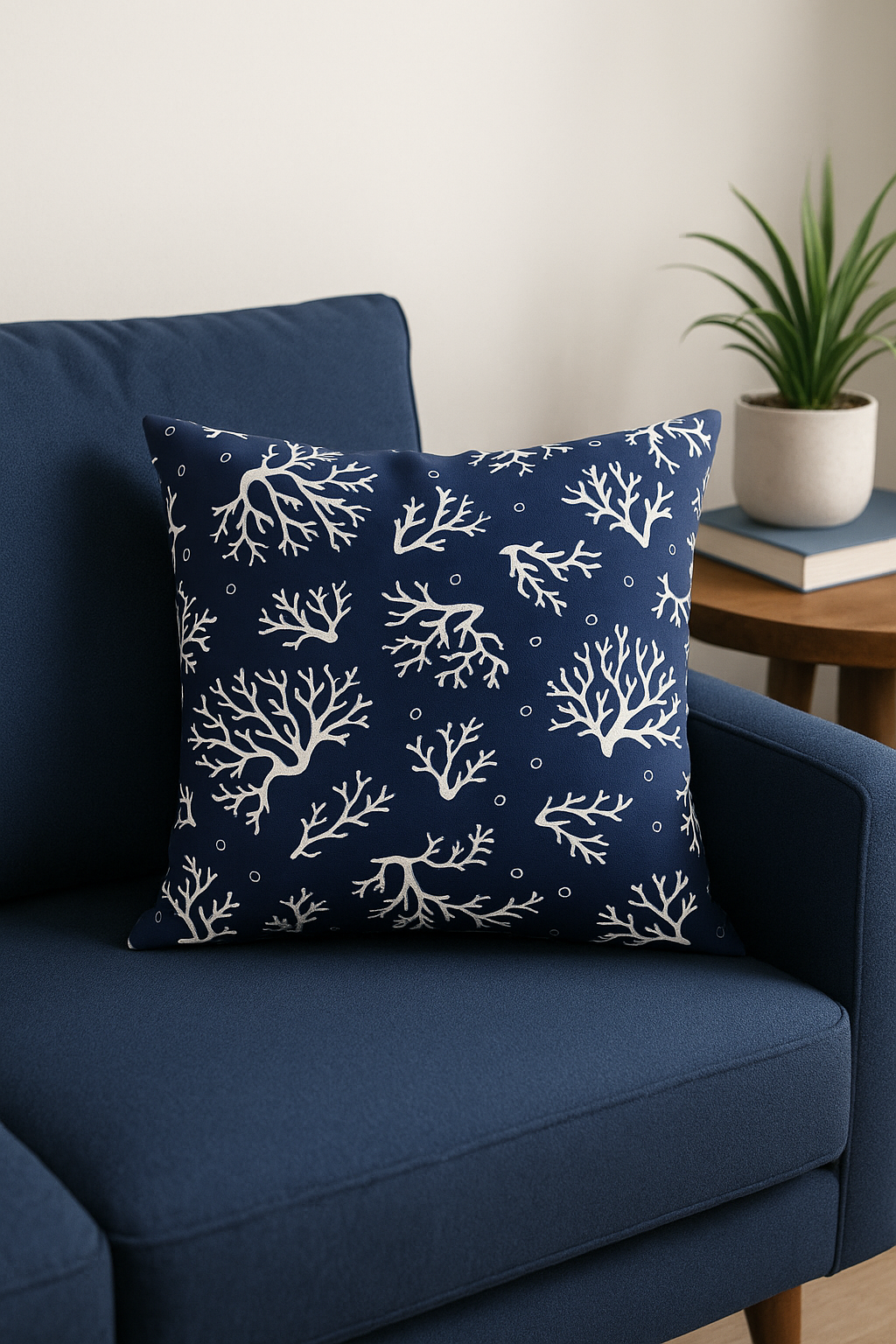 coussin bleu marine géométrique pour canapé ou décoration - vue 2 sur 2