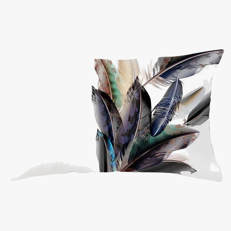 coussin décoratif rectangle motif plumes 30x50 cm