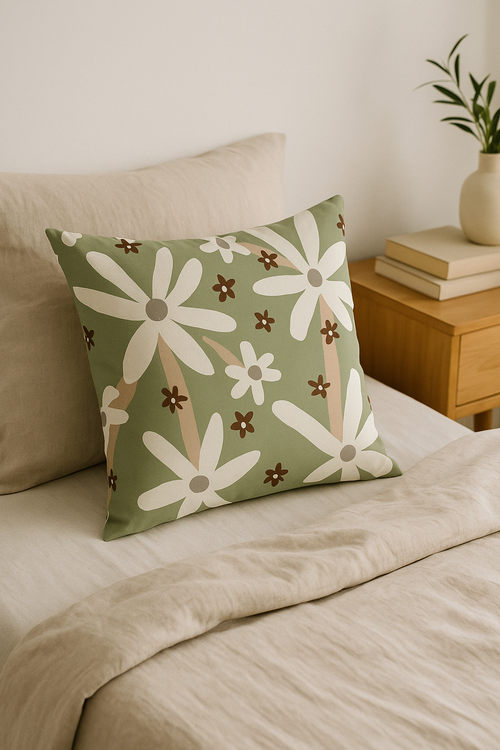 coussin décoratif à motif végétal vert pour canapé - vue 2 sur 2