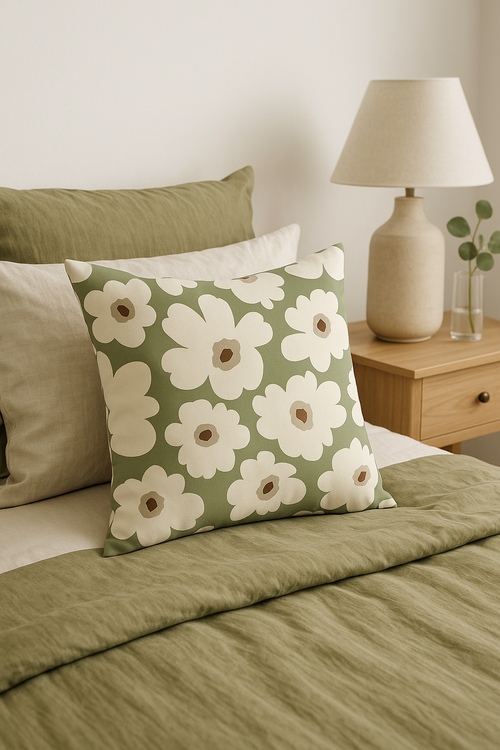 coussin décoratif à motif végétal vert pour un intérieur confortable - vue 2 sur 2