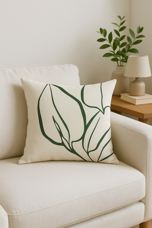 coussin décoratif à motif végétal vert pour un intérieur élégant - vue 2 sur 2