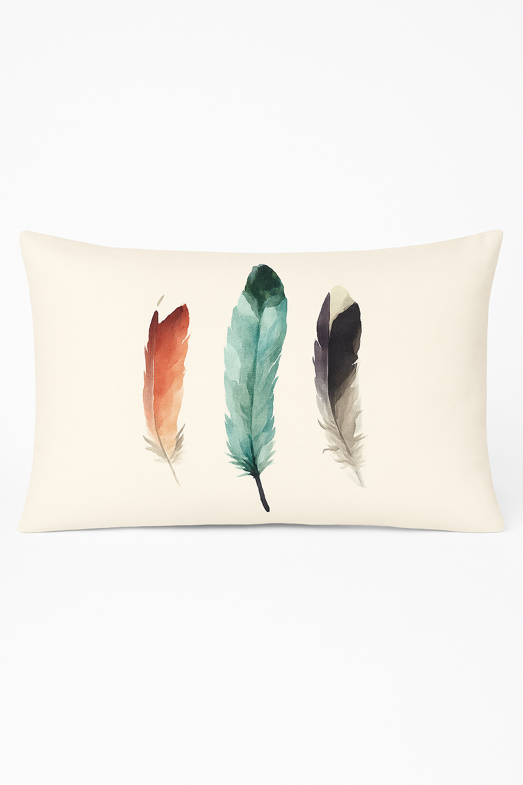coussin décoratif rectangle motif plumes 30 x 50 cm