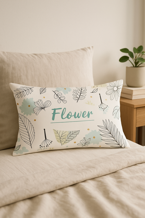 coussin décoratif rectangulaire imprimé plumes 30 x 50 cm - vue 2 sur 2