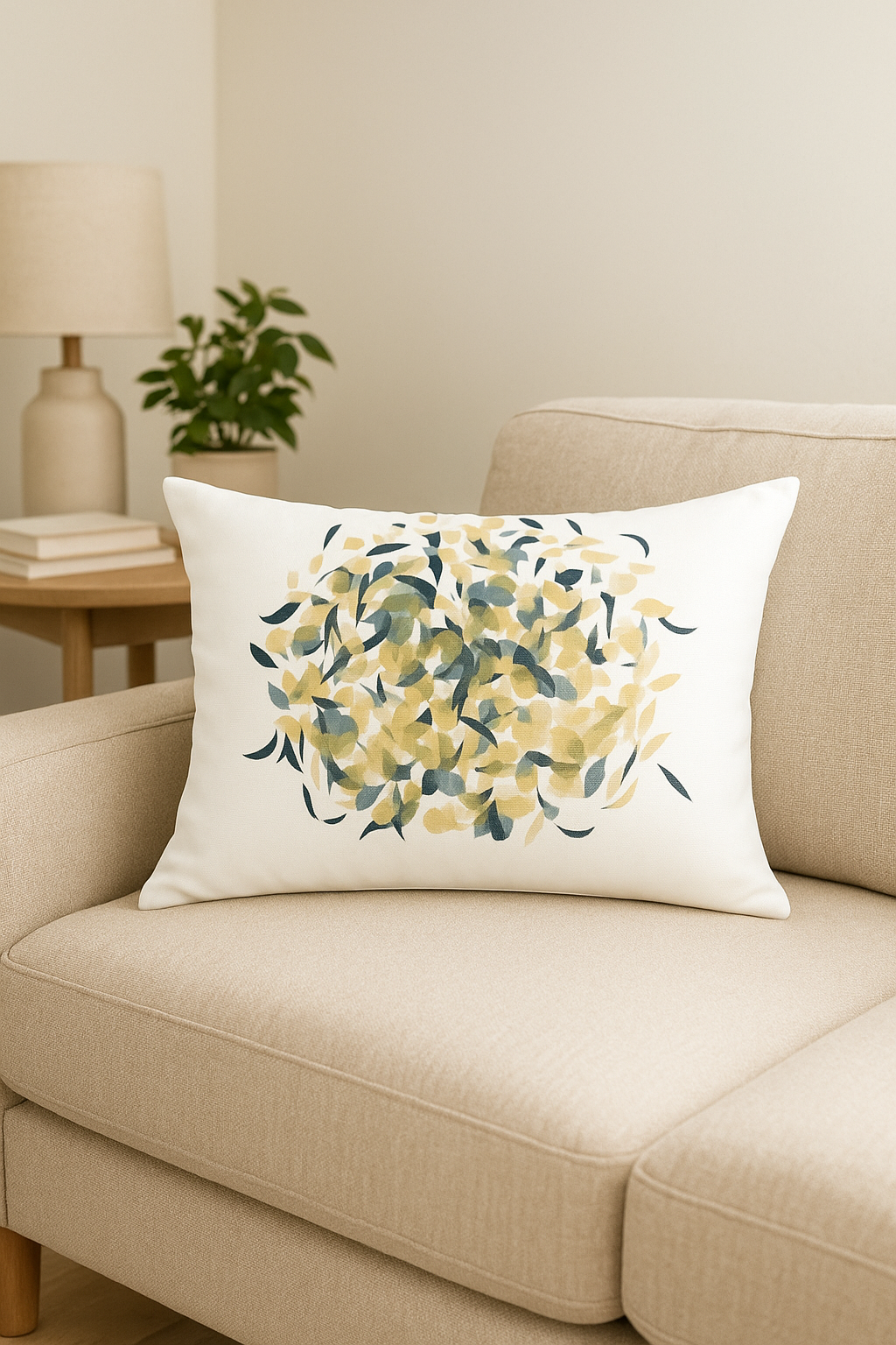 coussin décoratif rectangulaire motif plumes 30 x 50 cm - vue 2 sur 2