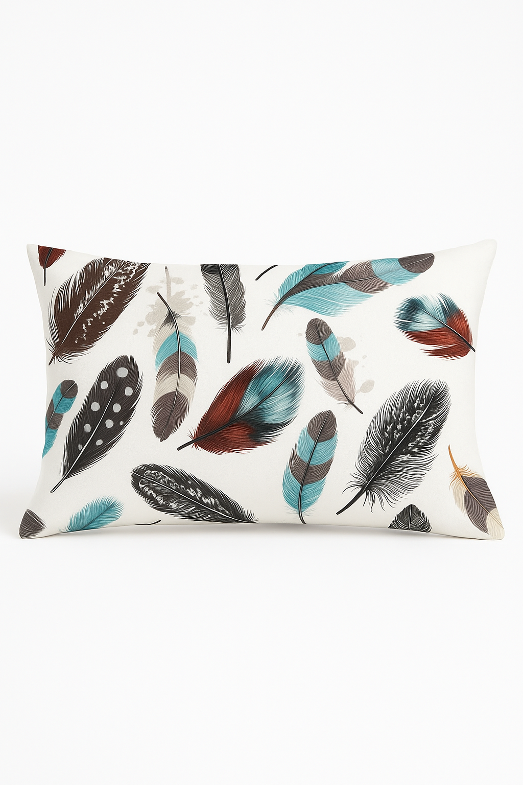 coussin décoratif rectangulaire motif plumes 30 x 50 cm