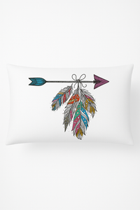 coussin décoratif rectangulaire motif plumes 30 x 50 cm