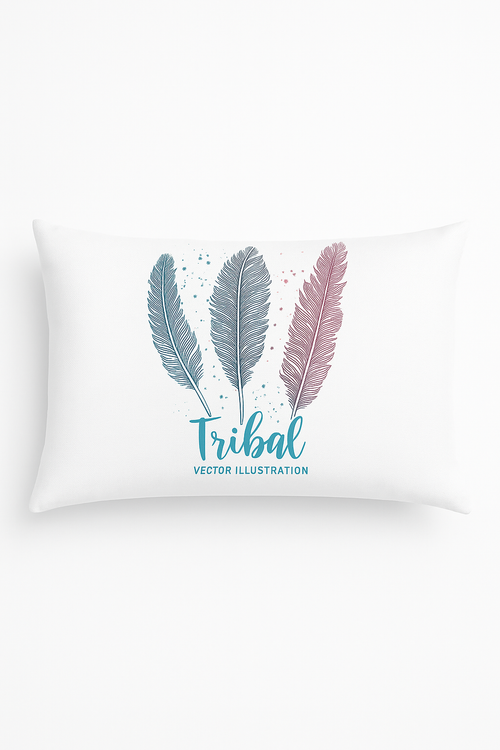 coussin décoratif rectangulaire motif plumes 30 x 50 cm