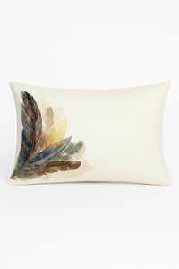 coussin décoratif rectangulaire motif plumes 30 x 50 cm