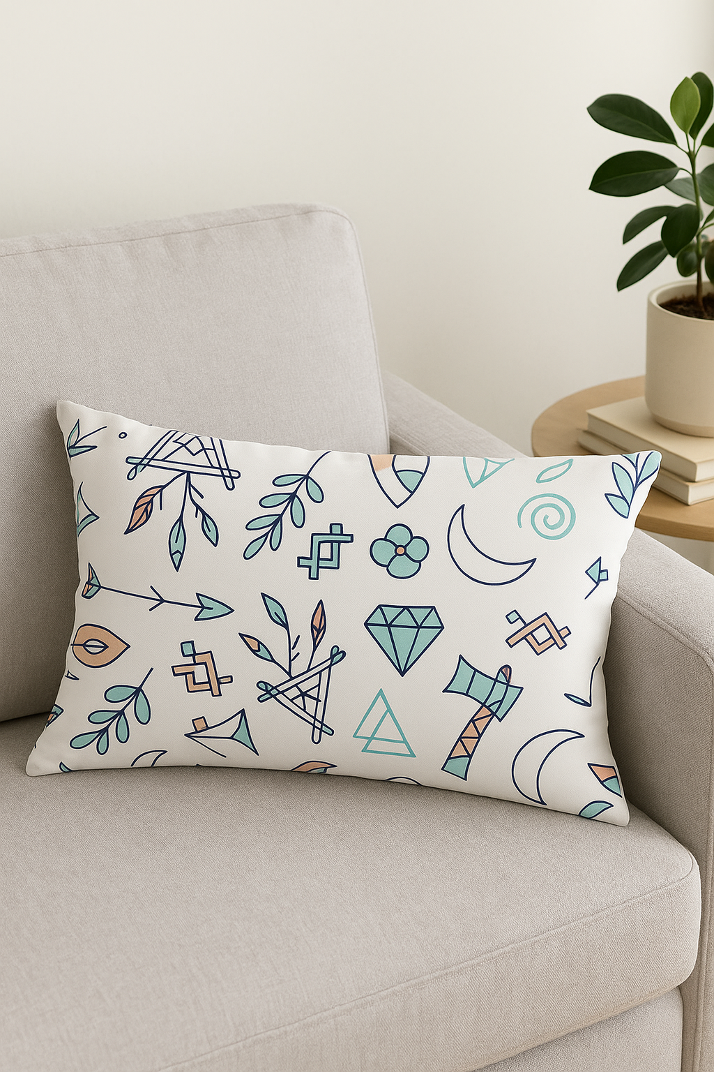 coussin décoratif rectangulaire motif plumes 30x50 cm - vue 2 sur 2