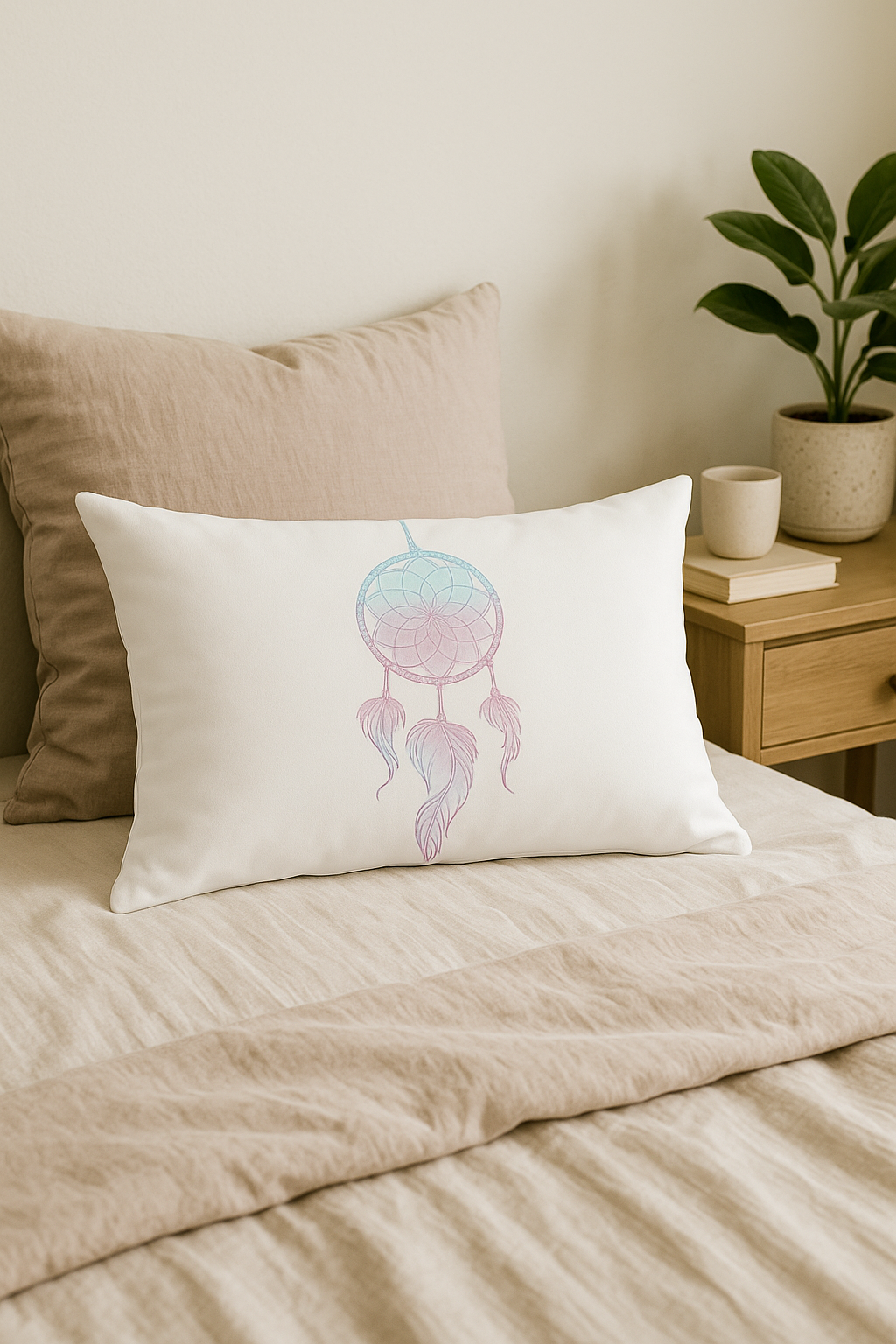 coussin décoratif rectangulaire motif plumes 30x50 cm - vue 2 sur 2