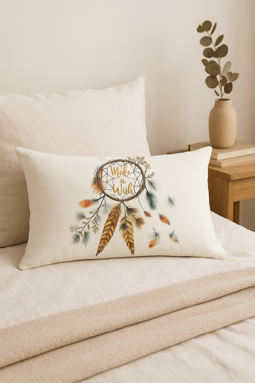 coussin décoratif rectangulaire motif plumes 30x50 cm - vue 2 sur 2