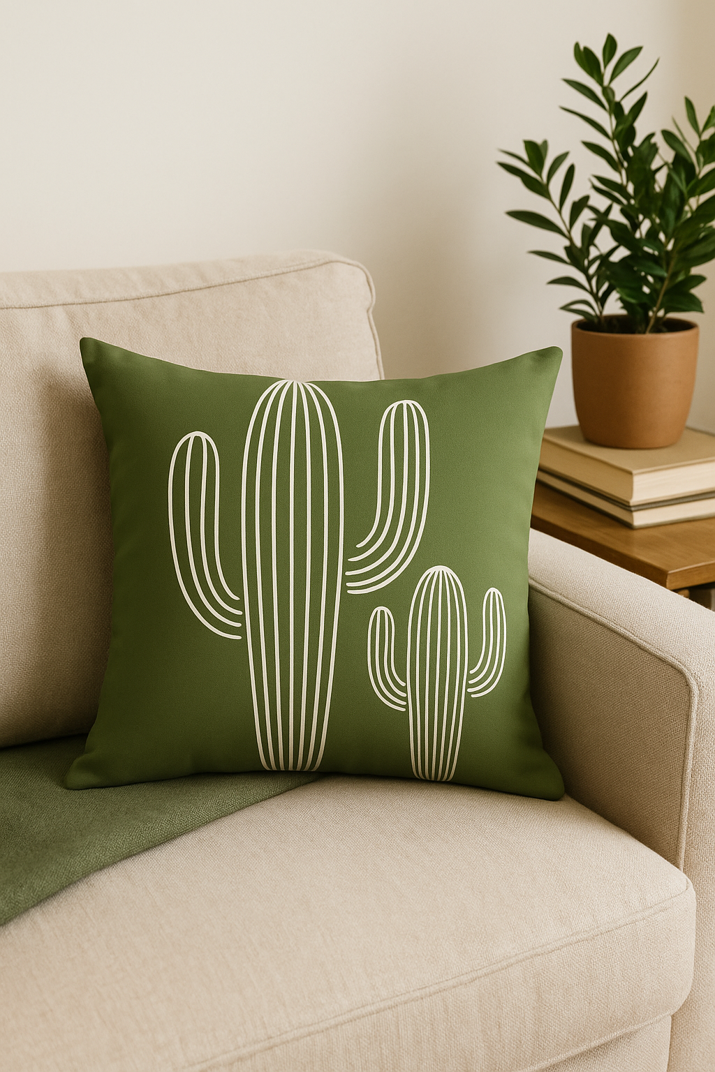 coussin décoratif vert à motif végétal pour un intérieur tendance et confortable - vue 2 sur 2