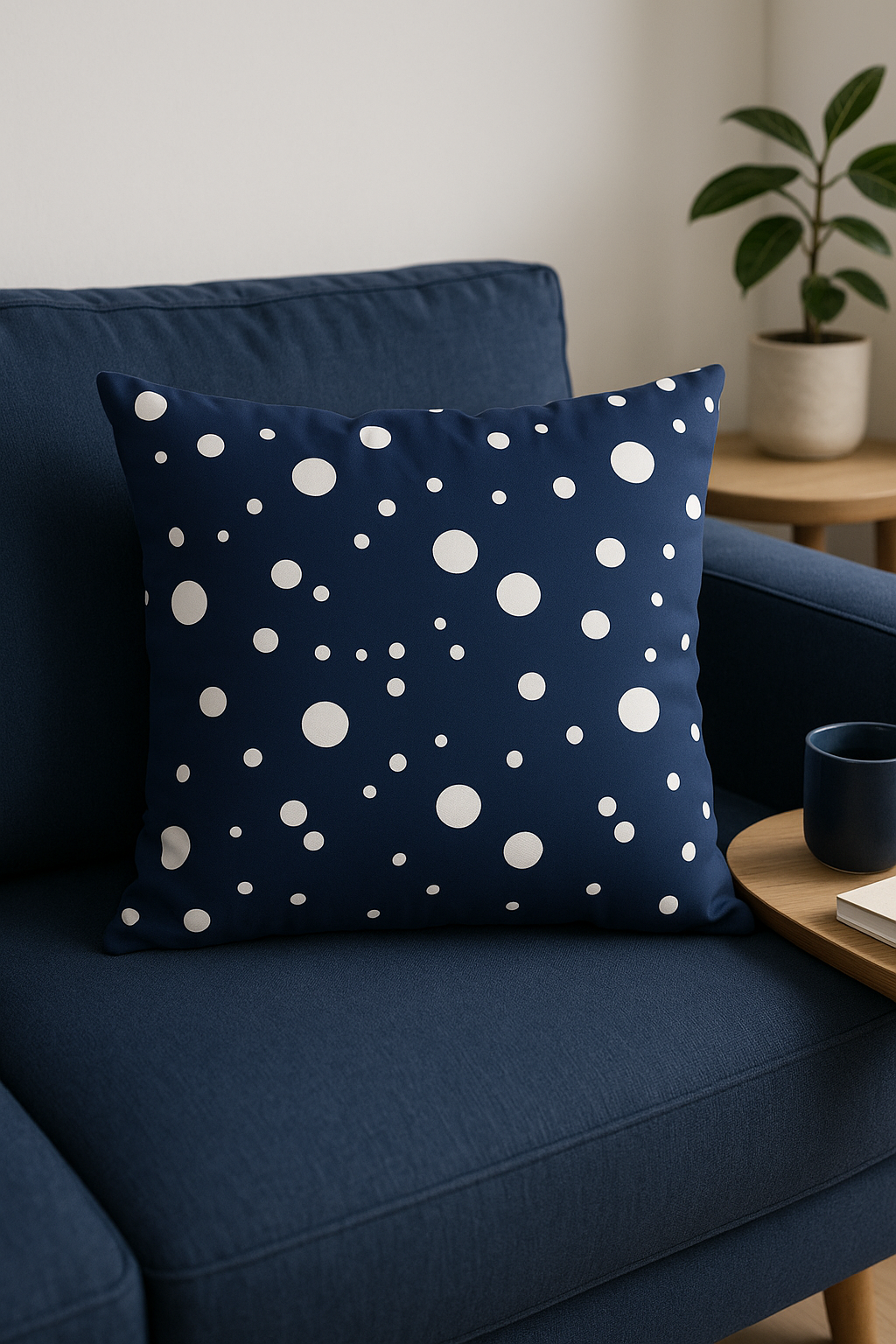 coussin géométrique bleu marine pour canapé ou décoration - vue 2 sur 2