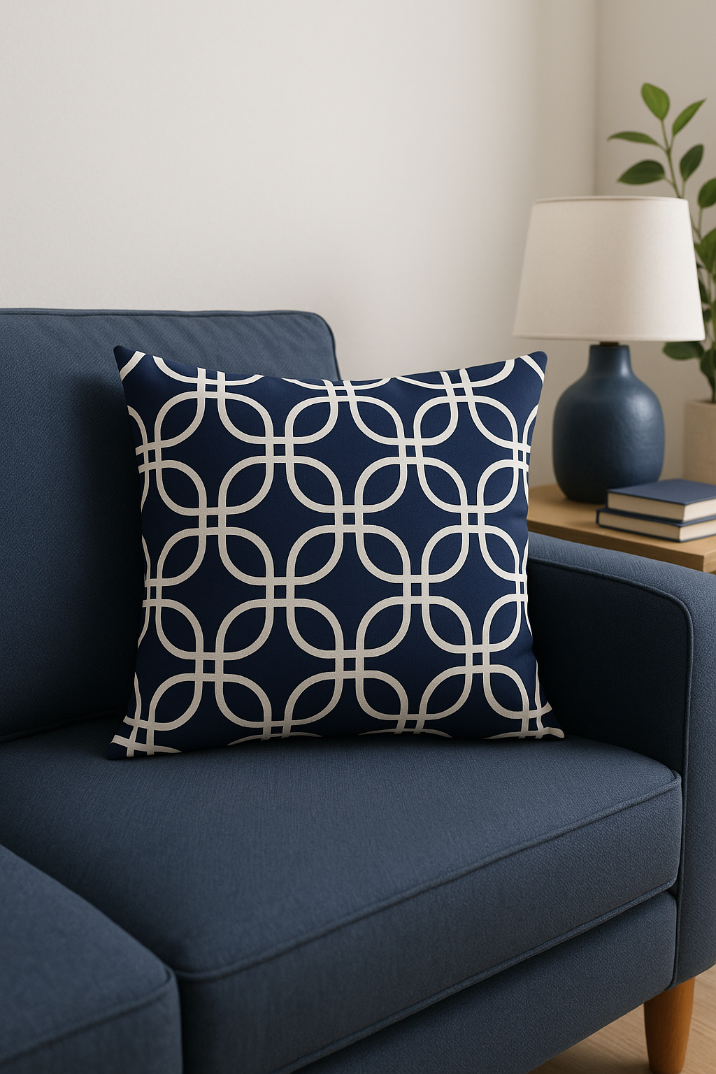 coussin géométrique bleu marine pour canapé ou décoration - vue 2 sur 2