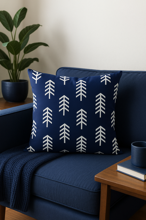 coussin géométrique bleu marine pour décoration intérieure - vue 2 sur 2