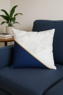 coussin géométrique bleu marine pour décoration intérieure
