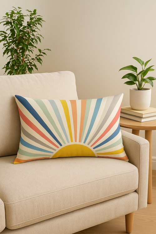 coussin lombaire géométrique abstrait double face décoratif - vue 2 sur 2