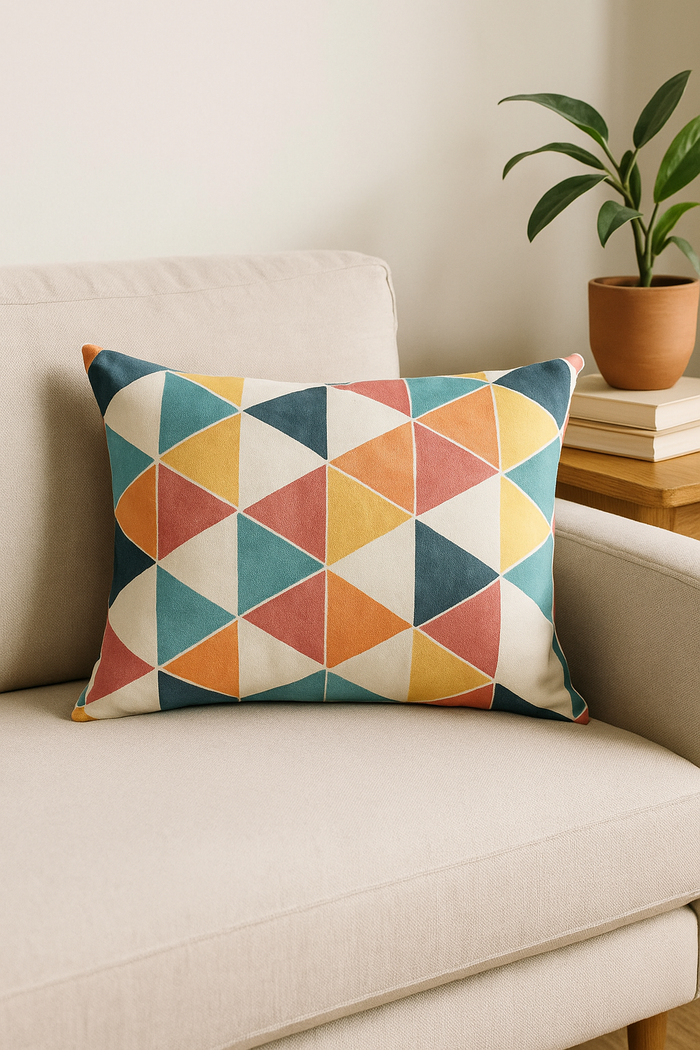 coussin lombaire géométrique abstrait réversible pour canapé ou bureau