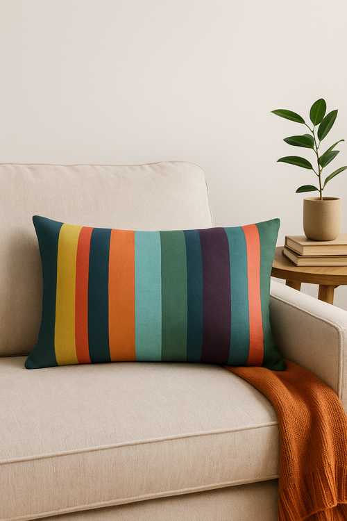 coussin lombaire géométrique abstrait réversible pour salon et bureau - vue 2 sur 2